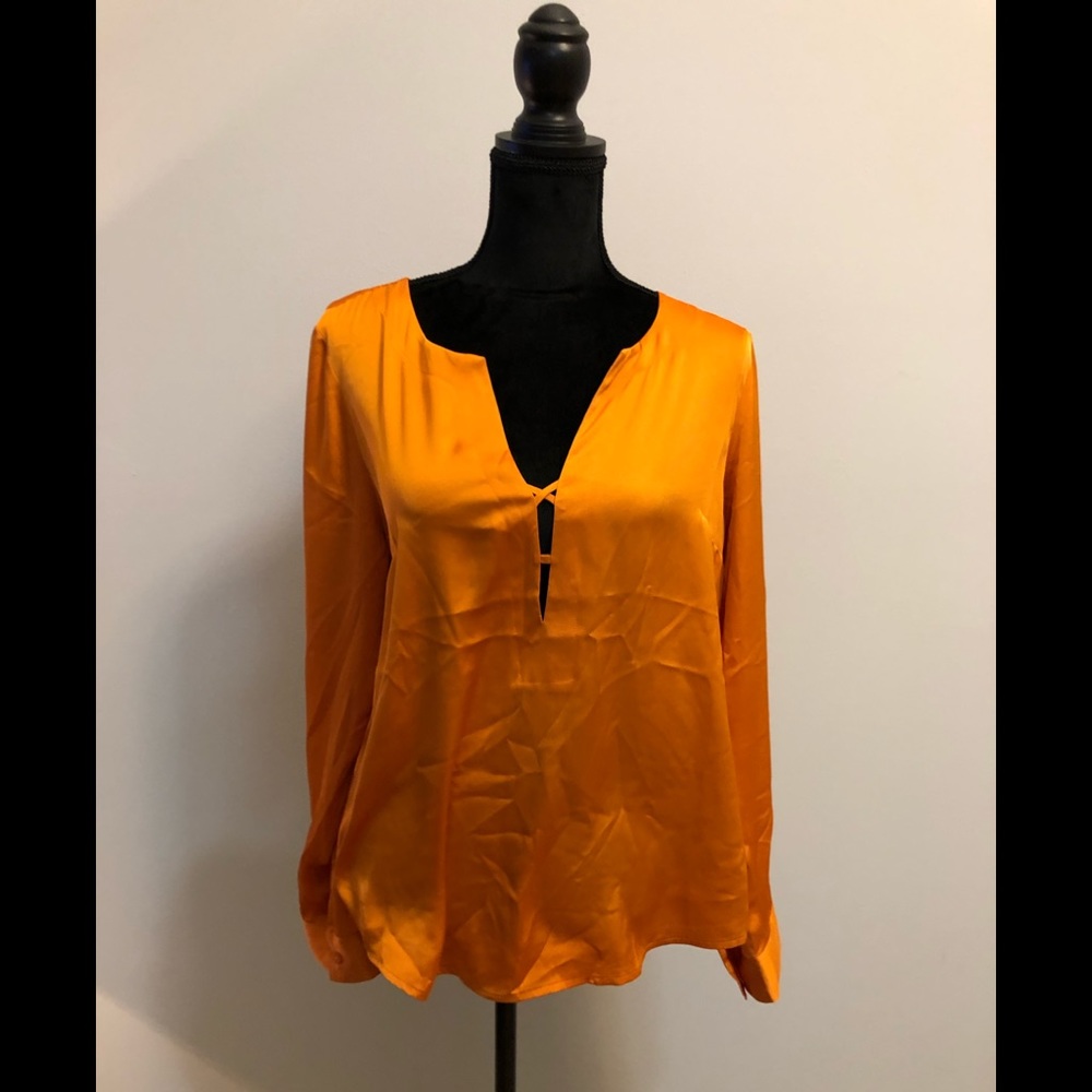 NWT LARGE EXPRESS V CUT ORANGE BLOUSE